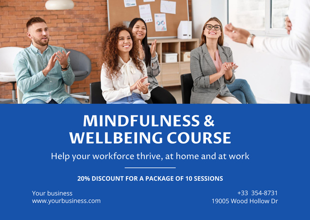 Ontwerpsjabloon van Poster B2 Horizontal van Mindfullness and Wellbeing Course with Applicants