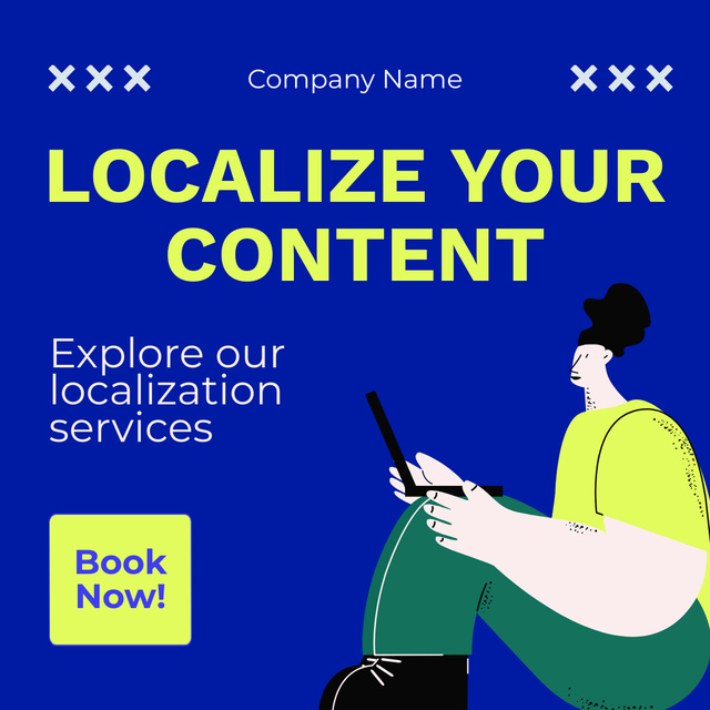 Plantilla de diseño de Localizing Content Service With Booking Instagram AD 