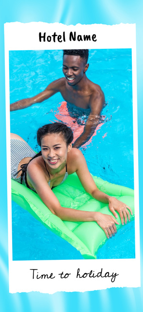 Plantilla de diseño de Happy Young Couple Relaxing in Swimming Pool  Snapchat Geofilter 