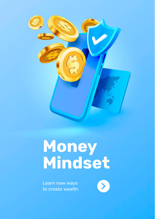 Phone with coins for Money Mindset Posterデザインテンプレート