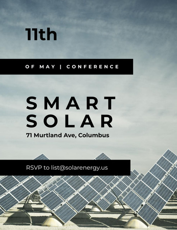Solar Panels In Rows For Ecology Conference Invitation 13.9x10.7cm Design Template