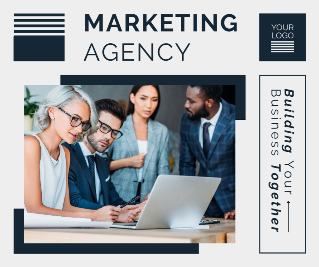 Viral Marketing Agency Services Promotion In White Facebook tervezősablon