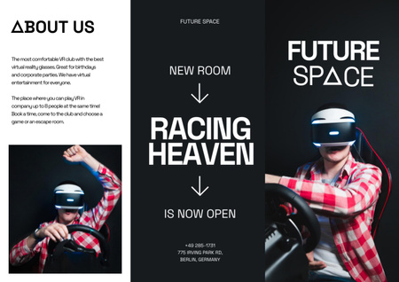 Woman Playing in VR Club Brochure Design Template