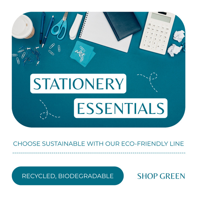 Stationery Essentials Eco-Friendly Line LinkedIn post – шаблон для дизайну