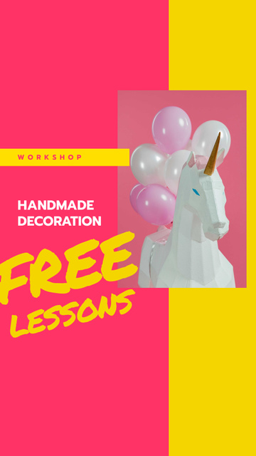 Platilla de diseño Toy Unicorn and Pink Festive Balloons Instagram Story