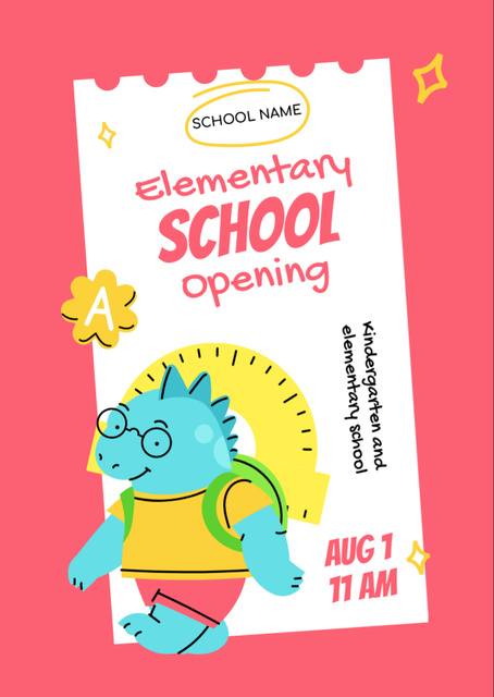 Opening of Elementary School Announcement Flyer A6デザインテンプレート