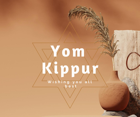 Yom Kippur Holiday Greeting with Star of David Facebook Šablona návrhu