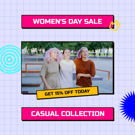Modèle de visuel Casual Clothes Collection Sale Offer On Women's Day - Animated Post