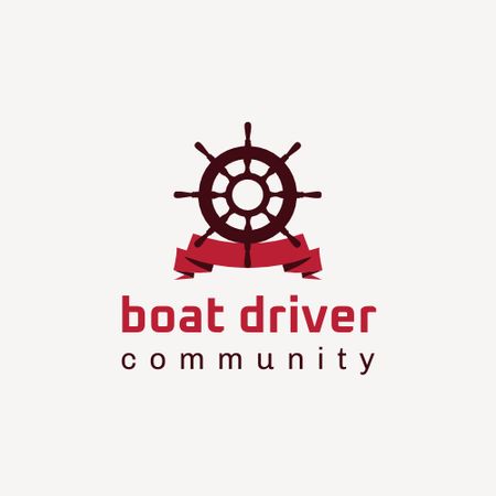 Boatmen Community Ad with Skippers Wheel Logo Design Template