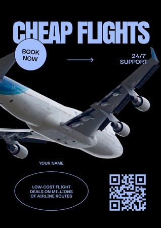 Cheap Flights Ad Poster Tasarım Şablonu