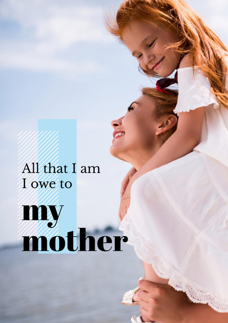 Parenthood Quote Happy Mother with Daughter Poster Πρότυπο σχεδίασης