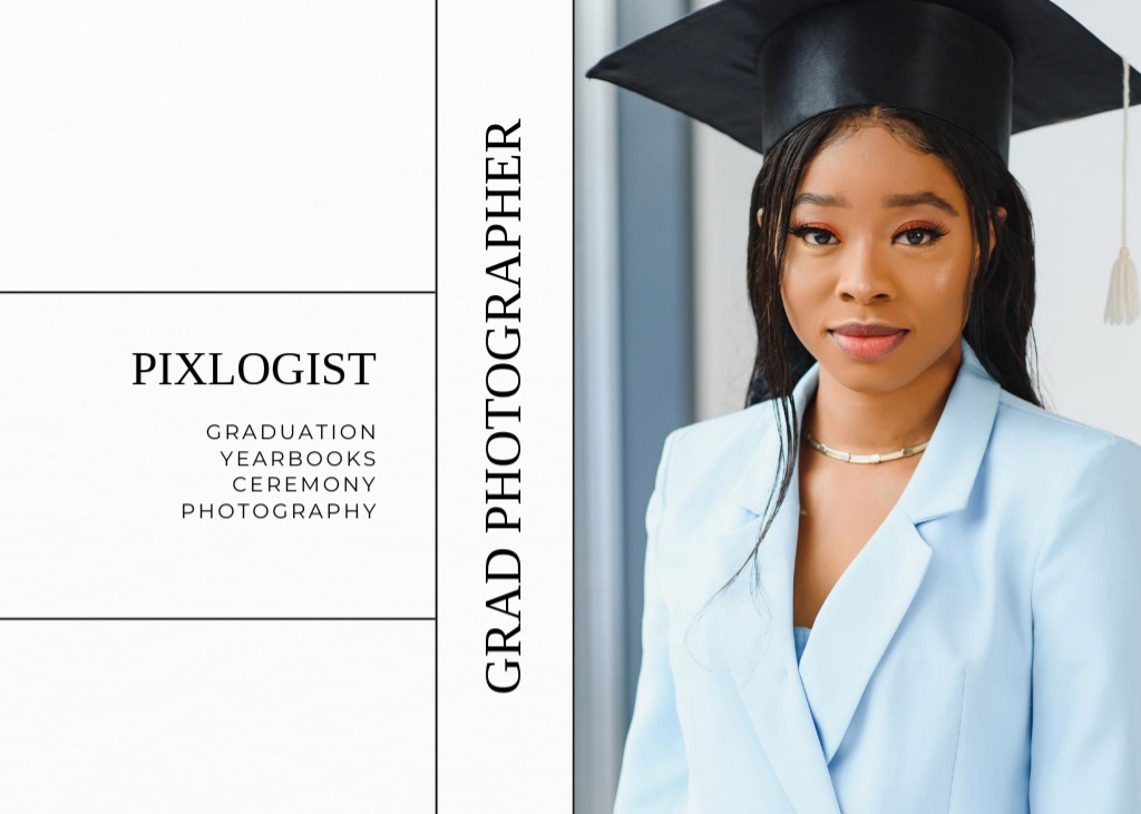 Photography of Graduation Ceremonies and for Yearbook Flyer 5x7in Horizontal Design Template