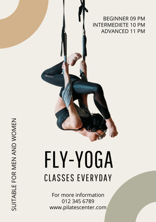 Fly-Yoga Classes Invitation Flyer A5 Design Template