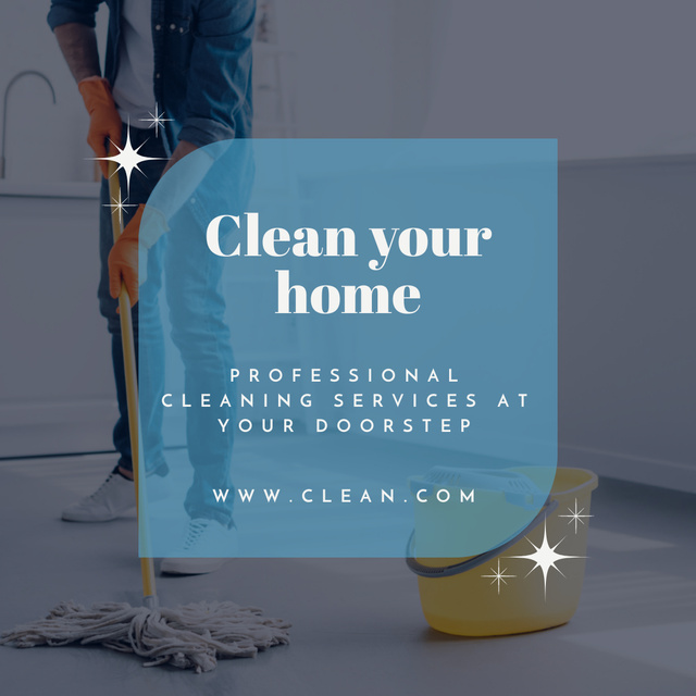 Cleaning Service Offer Blue Instagram tervezősablon