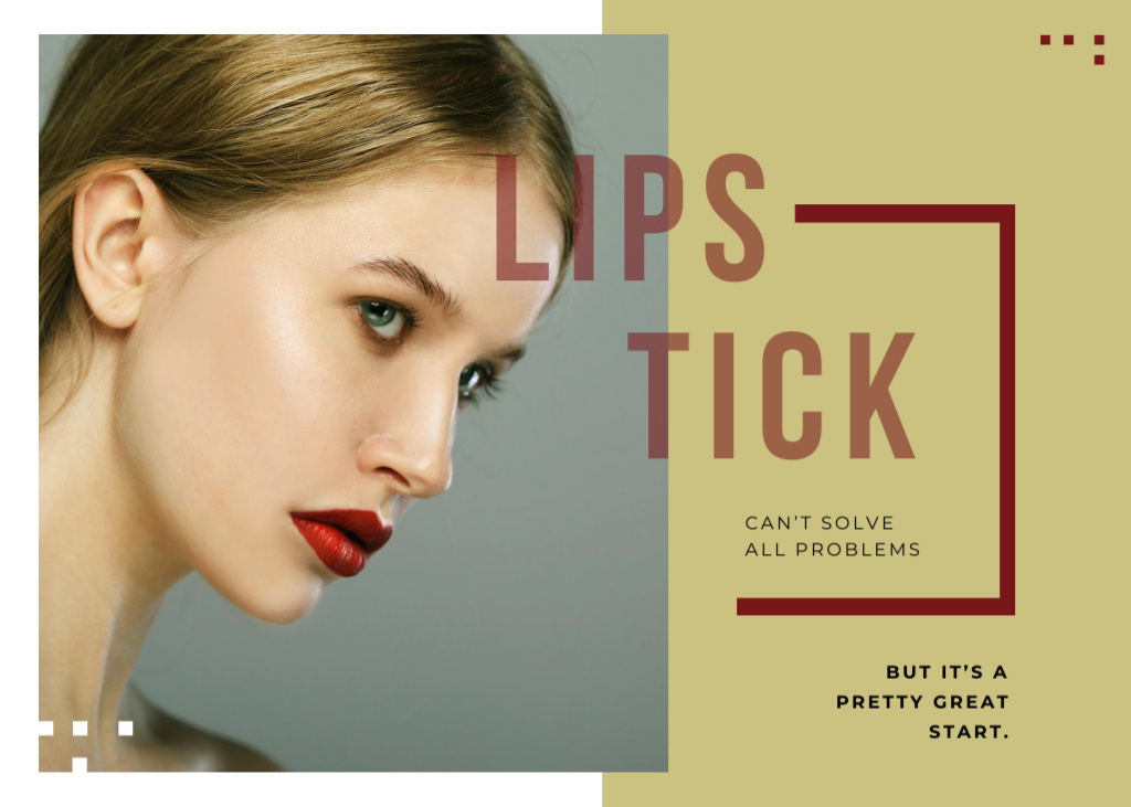 Platilla de diseño Quote about Beauty and Lipstick Postcard 5x7in