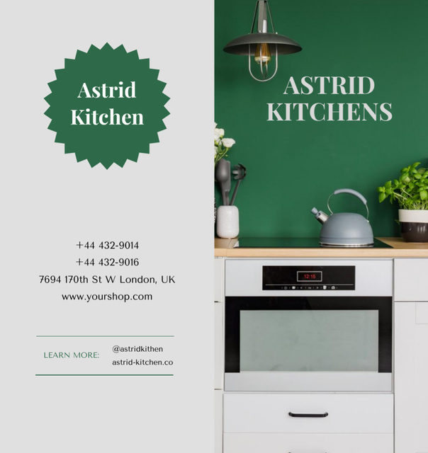 Plantilla de diseño de Elegant Kitchen Interior Offer With Kettle Brochure Din Large Bi-fold 