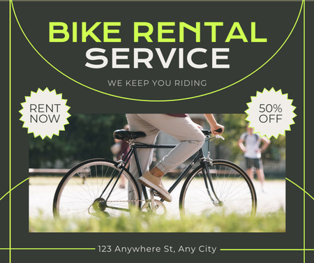 Rental Bicycles Discount on Green Facebook Πρότυπο σχεδίασης