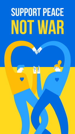 Podporujte mír, ne válku s lidmi, kteří ukazují srdce Instagram Story Šablona návrhu