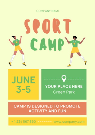 Bright Announcement of Opening of Sports Camp Poster 28x40in Design Template