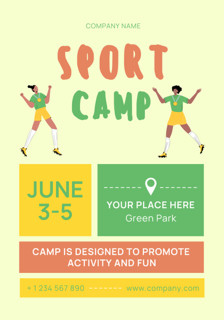 Bright Announcement of Opening of Sports Camp Poster 28x40in Modelo de Design