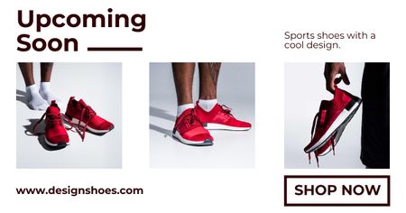 Sport Shoes Ads with Red Sneakers Facebook AD Design Template