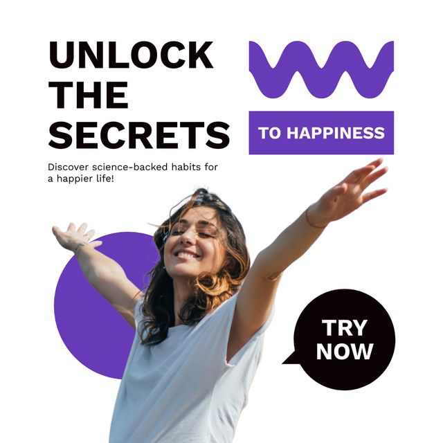 Mental Health Help Offer with Secrets of Happiness Instagramデザインテンプレート