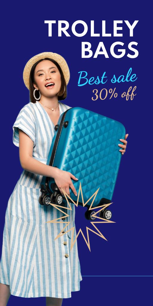 Ontwerpsjabloon van Graphic van Sale Offer for Trolley Travelling Bags In Blue