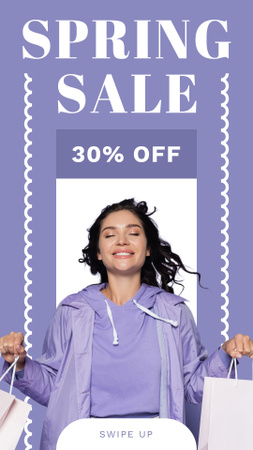 Designvorlage Spring Sale with Beautiful Brunette Woman with Shopping für Instagram Story