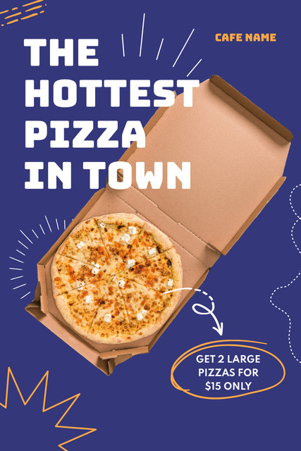 Modèle de visuel Delicious Hot Pizza in Box - Pinterest
