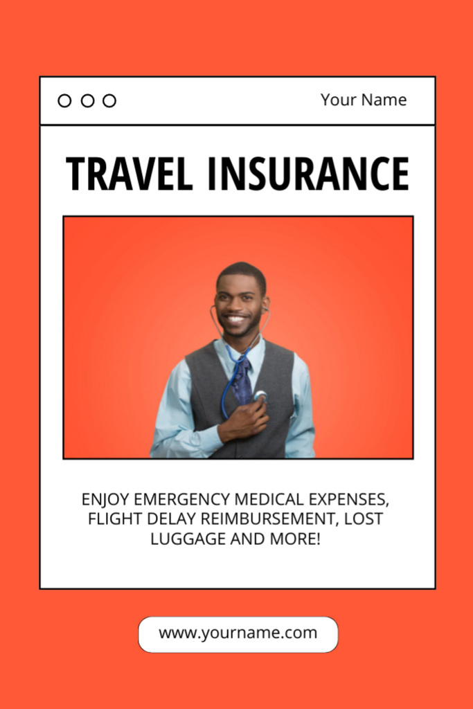 Modèle de visuel Travel Insurance Offer with Happy Black Man - Flyer 4x6in