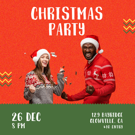 Christmas Party with Multicultural Friends Instagram Design Template