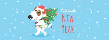 Szablon projektu New Year Greeting with Cute Dog Facebook cover