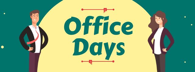 Office Days Announcement with Workers Facebook cover Design Template
