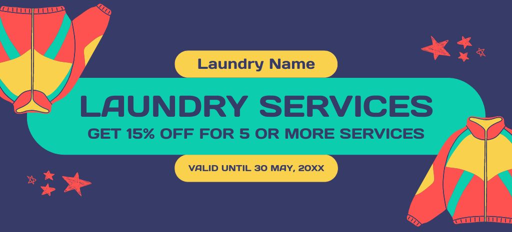 Bright Ad for Laundry Services Coupon 3.75x8.25in Πρότυπο σχεδίασης
