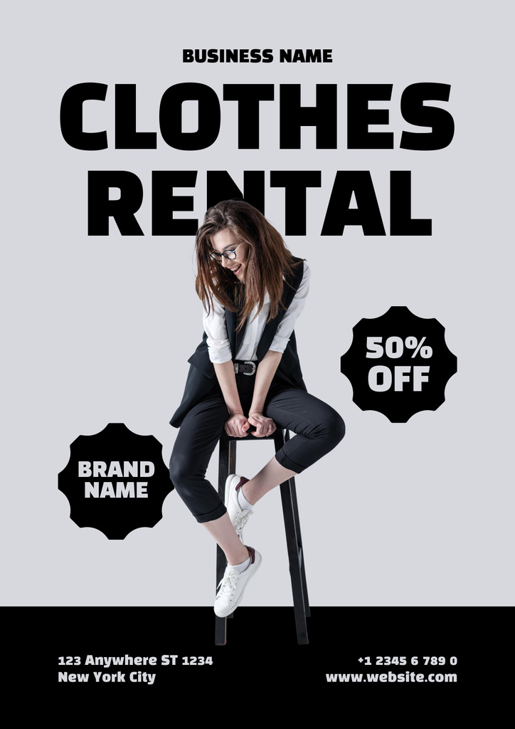 Rental fashion clothes for women grey Poster Tasarım Şablonu
