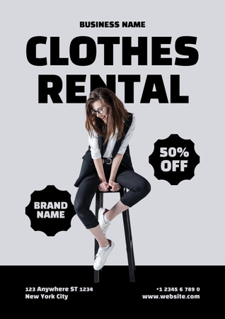 Rental fashion clothes for women grey Poster Design Template