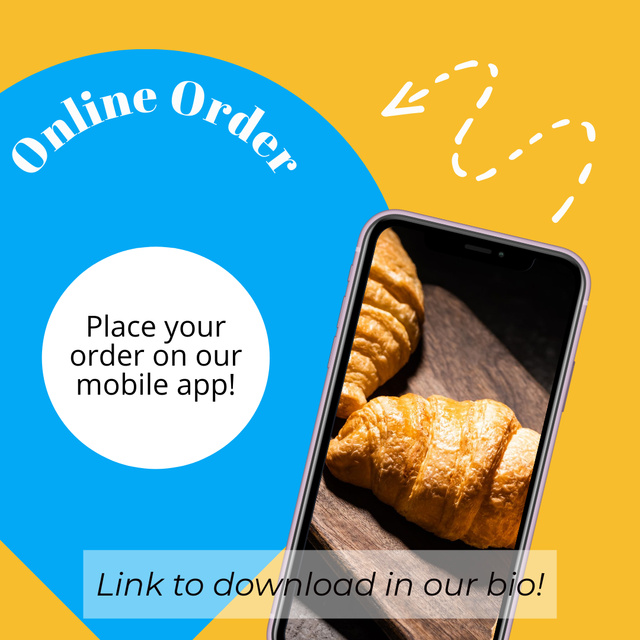 Online Order of Croissants and Bakery Instagramデザインテンプレート