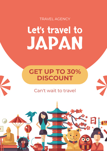 Template di design Discount on Travel to Japan Poster