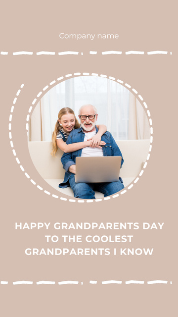 Grandfather and Granddaughter Spend Time Together Use Laptop Instagram Video Story Modelo de Design