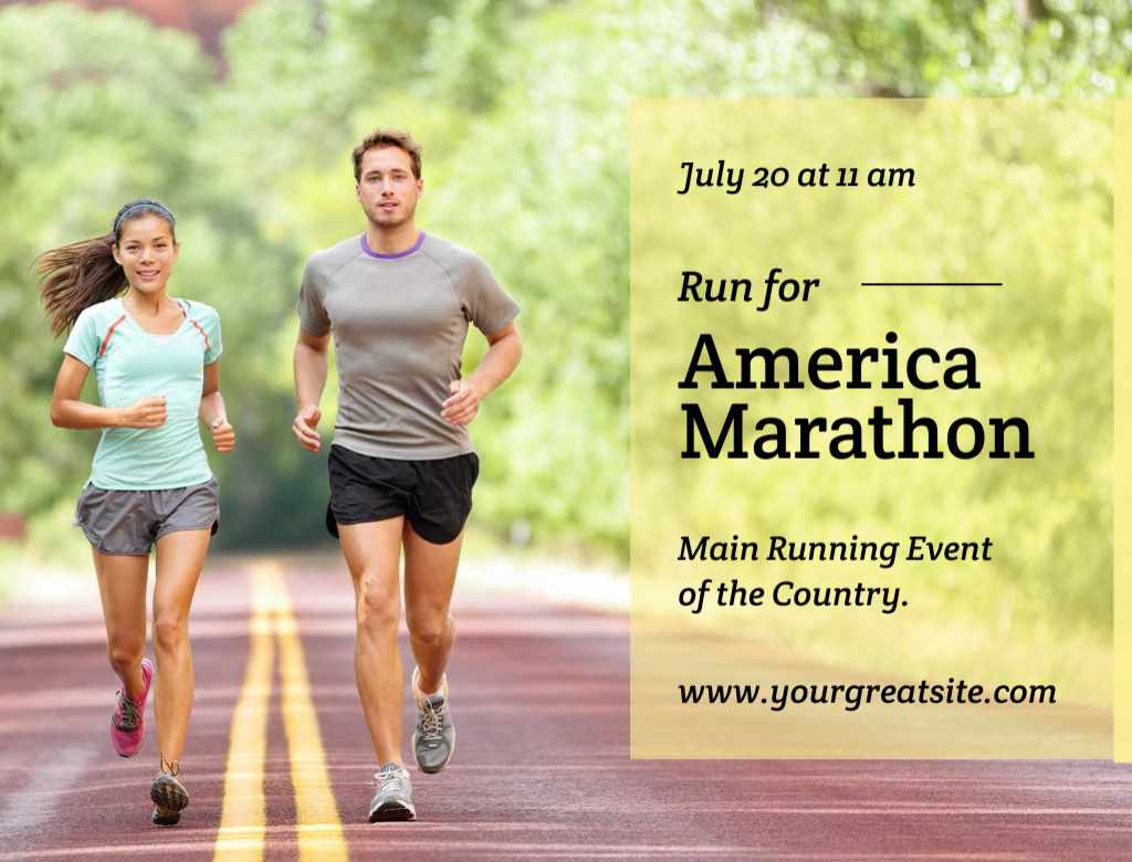 American Marathon Announcement Postcard 4.2x5.5in – шаблон для дизайна