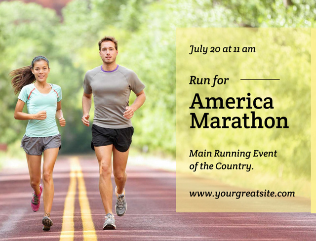 American Marathon Announcement Postcard 4.2x5.5in Šablona návrhu