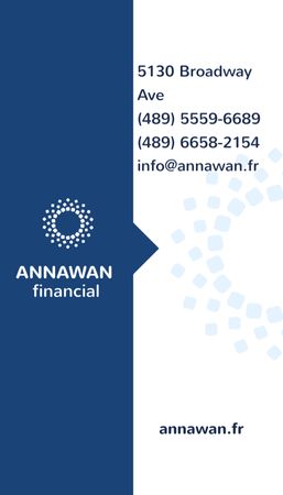 Ontwerpsjabloon van Business Card US Vertical van Contacten met financiële functionarissen met blauwe cirkels