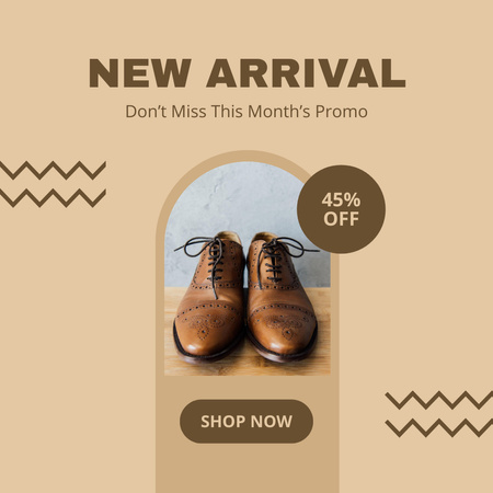 Fashion Store Ad with Stylish Men's Shoes Instagram Design Template