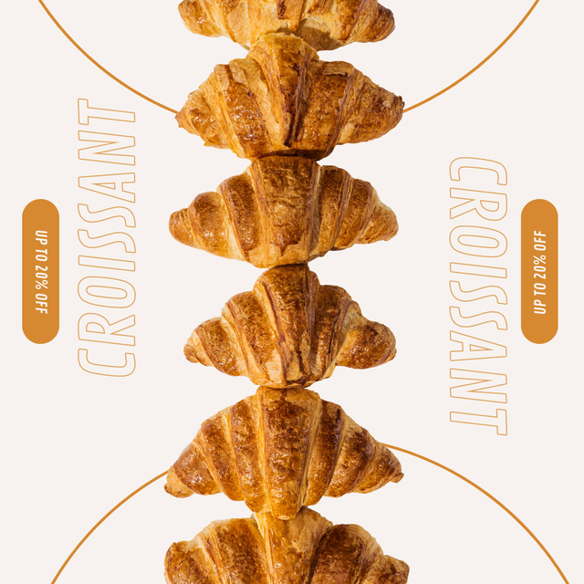 Fresh And Crispy Croissants With Discount Instagramデザインテンプレート