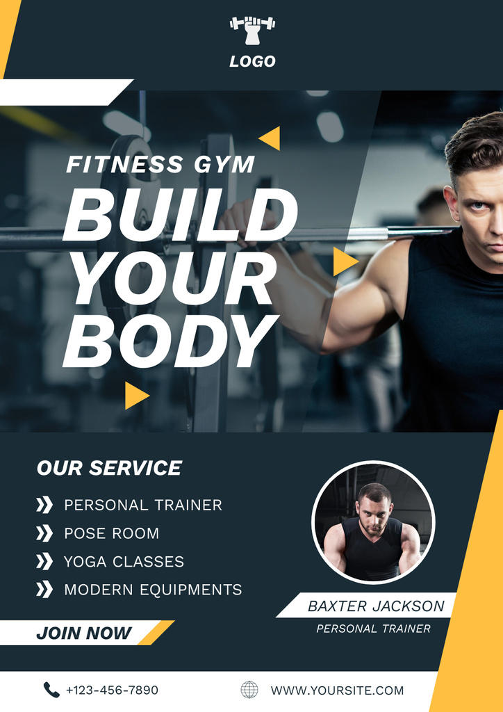 Fitness Gym Services Ad Poster Design Template