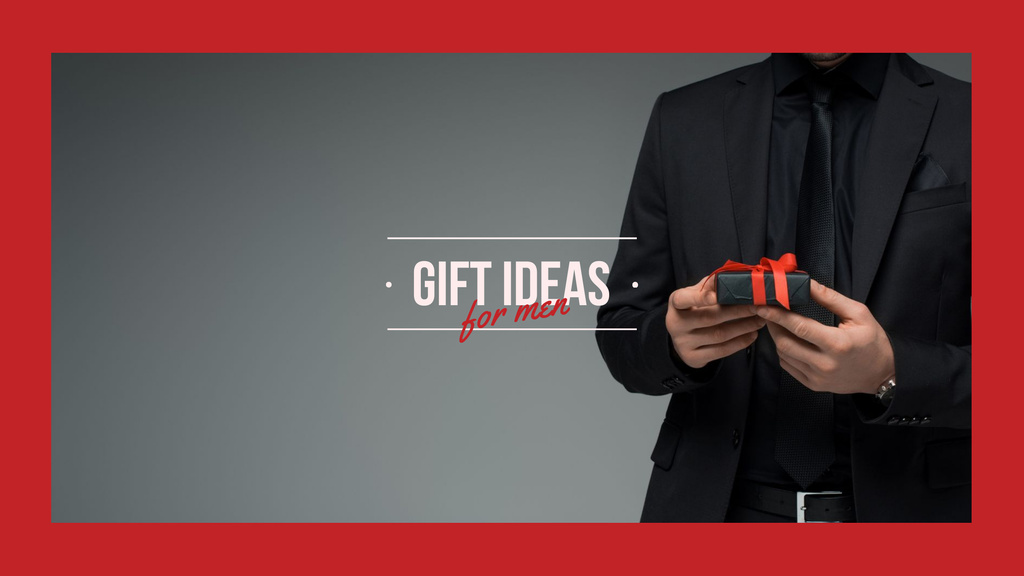 Man in suit holding Gift Youtube Design Template