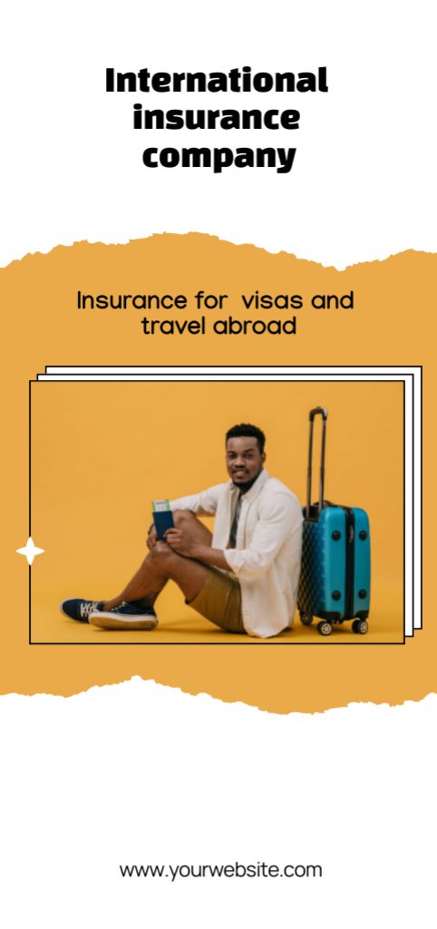 Advertisement for International Insurance Company with African American Traveling Flyer DIN Large Šablona návrhu