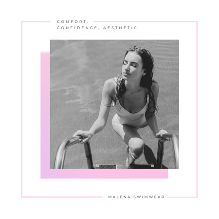 Plantilla de diseño de Anuncio de moda de verano con Mujer en la piscina Instagram 