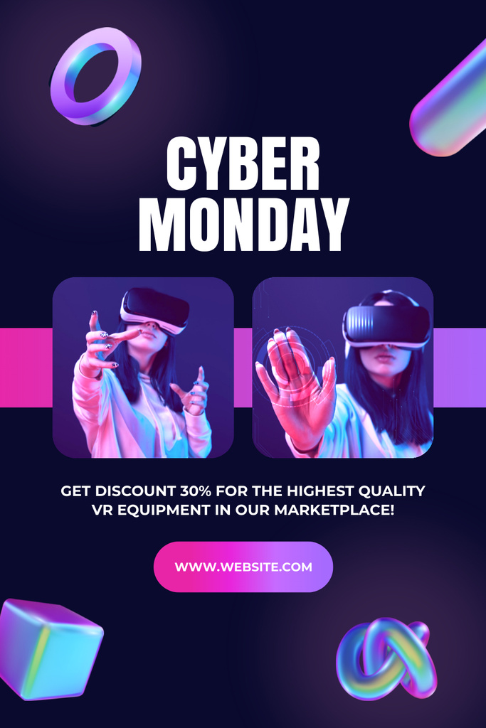 Modèle de visuel Cyber Monday Discounts on VR Headsets - Pinterest