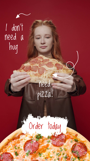 Yummy Pizza Offer In Pizzeria And Happy Customer TikTok Video Tasarım Şablonu